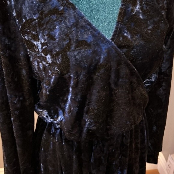 ModCloth large blue crush velvet damask dress - Picture 2 of 5